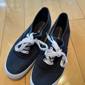 Navy Canvas Sneakers with White Laces